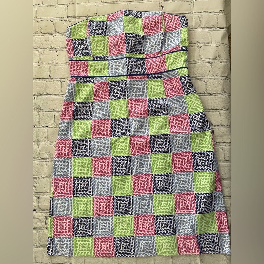 EUC Vineyard Vines Strapless Whale Madras Style Dress Size 4